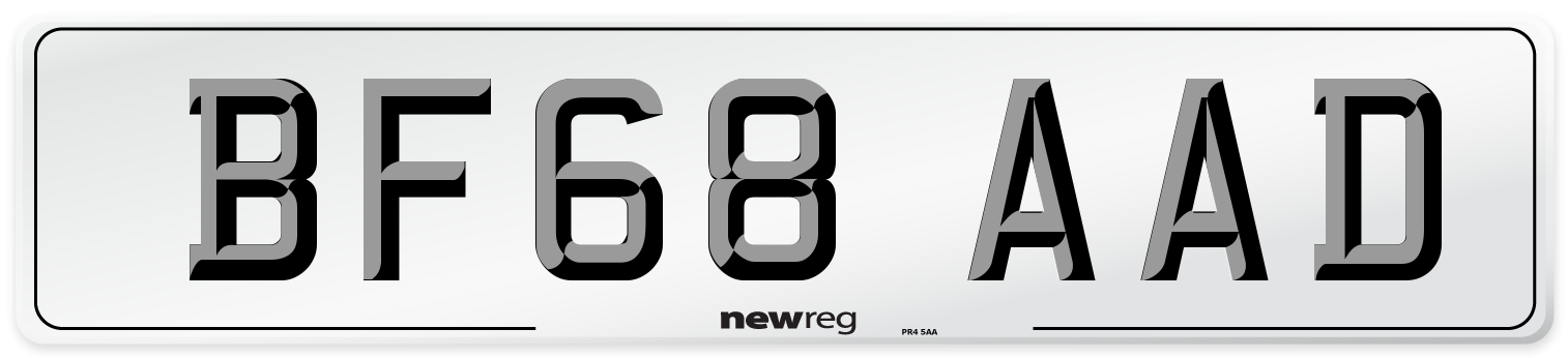 BF68 AAD Number Plate from New Reg